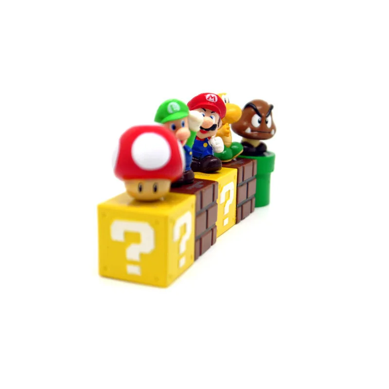 5pcs/set Super Mario Bros PVC Toys Dolls GK Model Luigi Yoshi Donkey Kong Mushroom Children Hobby Collection Accessories Gift