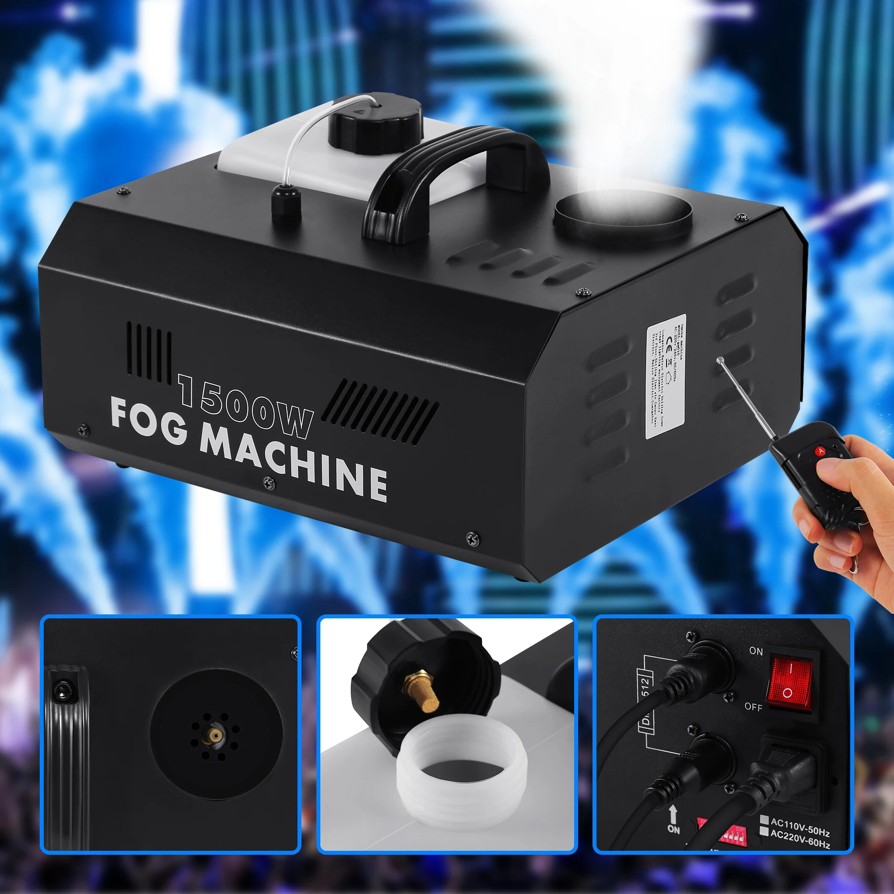 1500W Smoke Machine Professional Fog Machine Remote / Wire Control DJ Disco Wedding Fogger Machine Stage Light