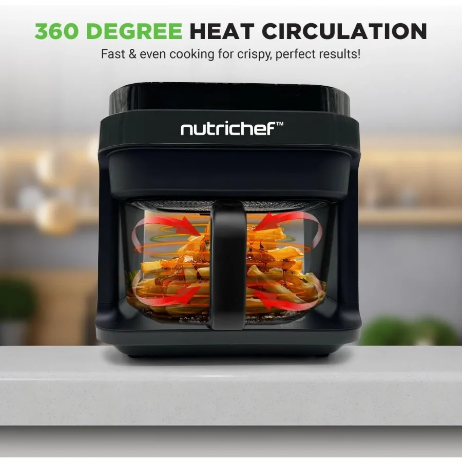 5.8クォート エアフライヤー 81種類のプリセット調理モード 透明なフライボウルで最高の調理結果を実現 エビ、ステーキ、フライドポテト、手羽先、チキンなどに