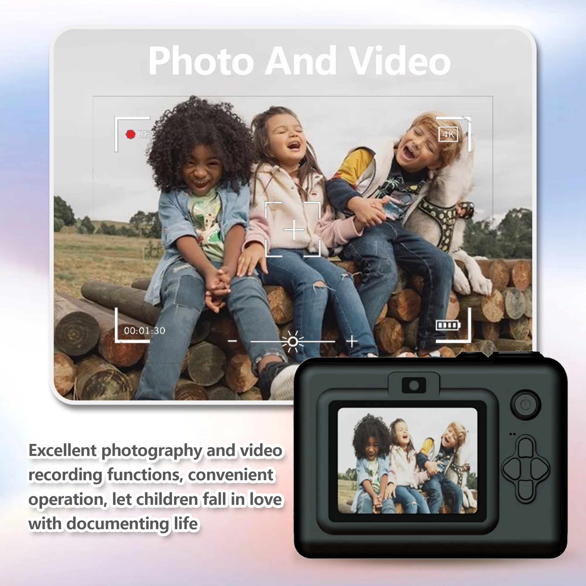 Children's Camera Instant Print Toy 2.8-Inch HD Screen With 32G Memory Card And 3 Rolls Of Printing Paper, Gift For Boys&Girls