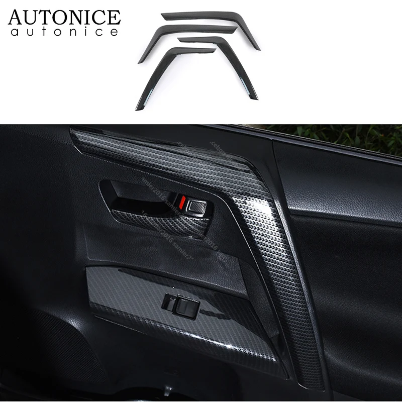 Carbon Fiber Color Roof Handle Sequin Decorator Cover Trim Fit for Toyota RAV4 2013 2014 2015 2016 2017 2018