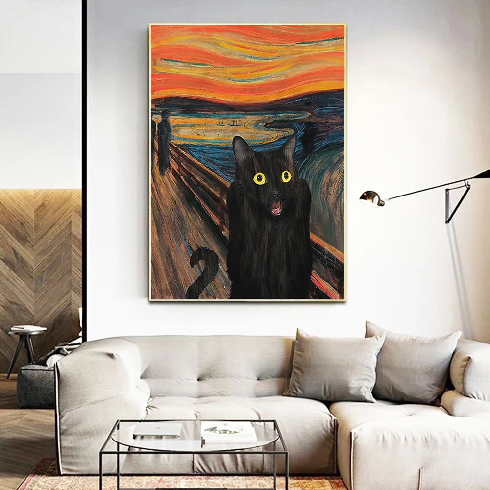 TV Show Friends Oh My Eye Funny The Scream Wall Art Poster Abstract Black Cat Home Living Room Decor Canvas Painting Print Mural