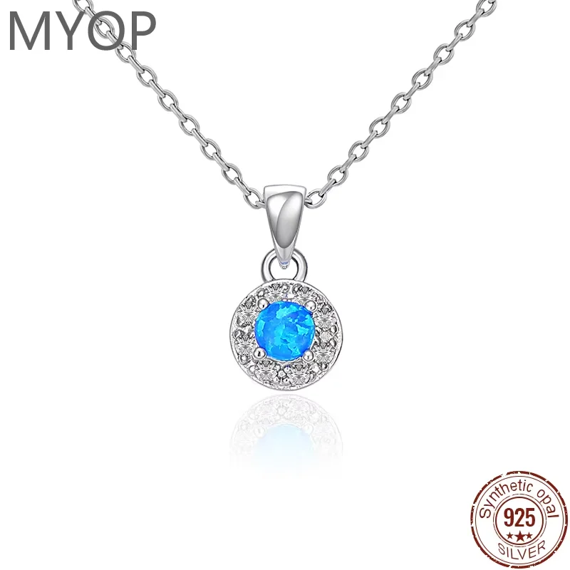 

XYOP Серебряный подарок 925, искусственный синий OPAL, атмосферный классический кулон с цирконом, стильный температурный случай