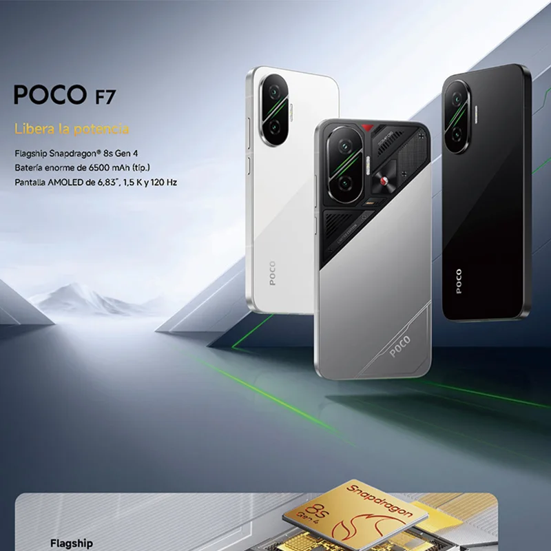 POCO F7 5G, NFC, Snapdragon ® 8s Gen 4, 6.83 pulgadas, 120 Hz, cámara de 50 MP, 6500 mAh, IP68 4