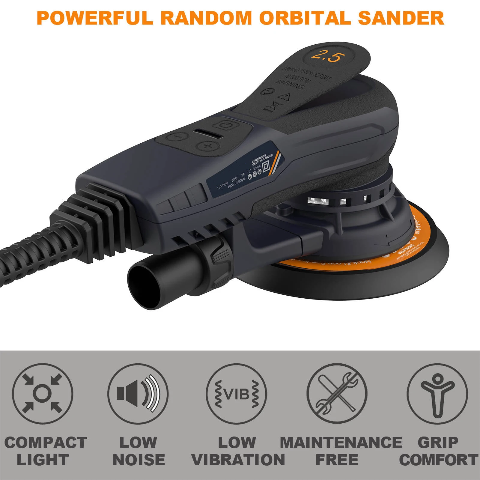 Popular Design Random Electric Dust Free Brushless 220v Orbit Machine Sander Orbital