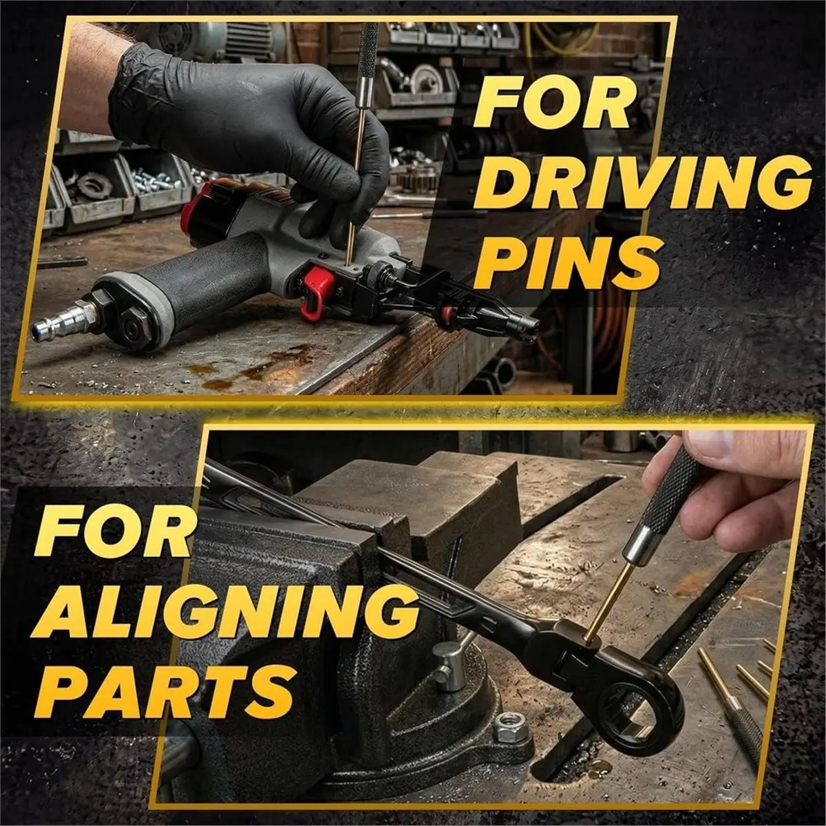 Brass Punch Set & Storage Bag,5 Size -Brass Drift Non-Marring Roll Pin Punch for DIY Automotive