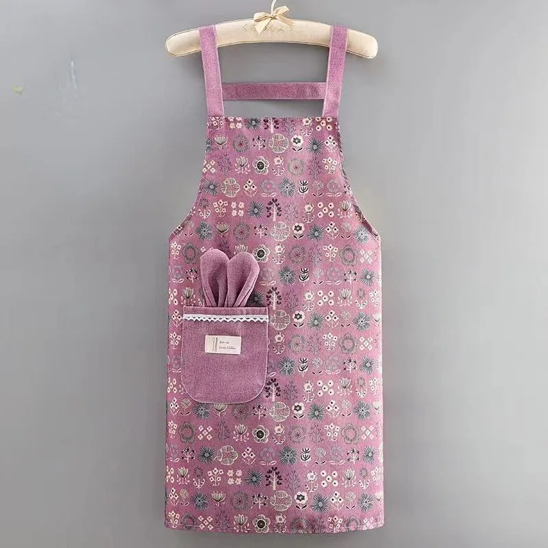 Cute Plants Kitchen Household Oil-Proof Cooking Apron For Women Children Men Kitchen Waterproof Adult Coffee Baking Accessories