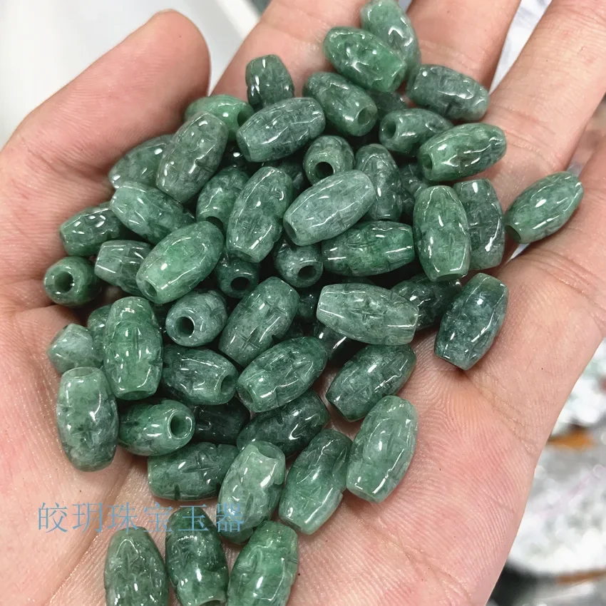 Wholesale Myanmar Jade Seven Star Post Parts Bean Species Full Color Jade Seven Star Rice Bead Bracelet Lanyard Accessories