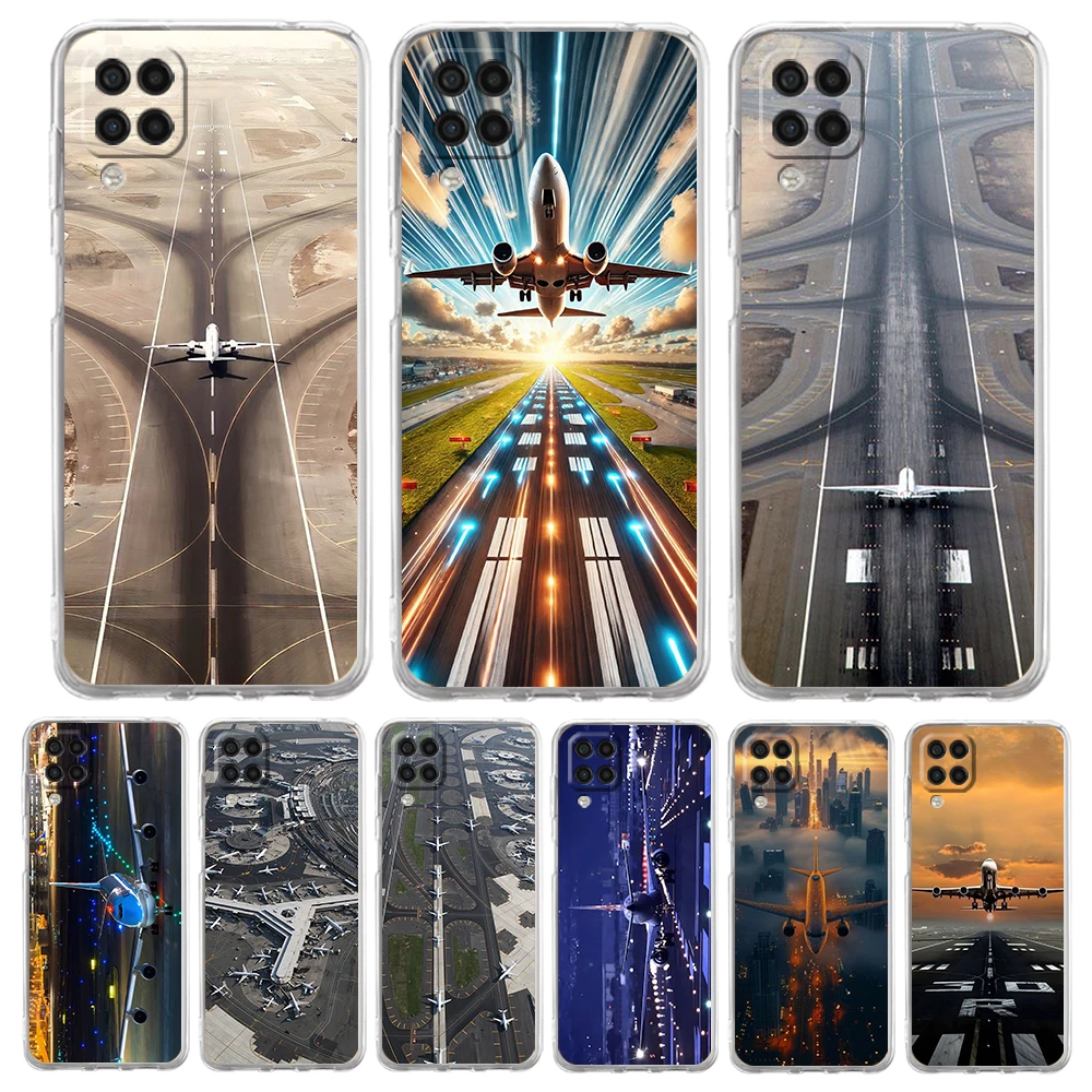 Soft Cover for Samsung Galaxy A25 A23 A22 A52S A52 A55 A72 A41 A31 A13 A11 Transparent Phone Case Travel-Nspired Airplane Route