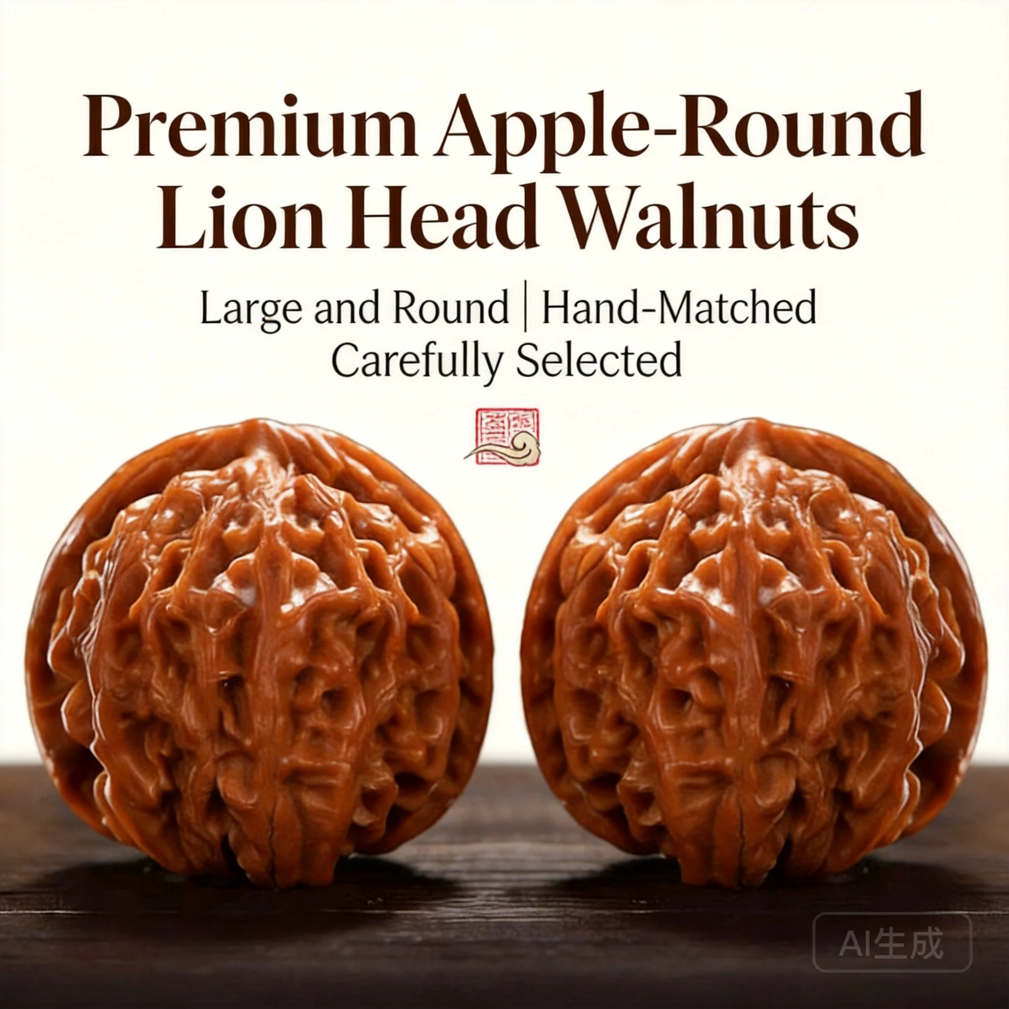 Chinese Traditional Feng Shui Lucky Walnut Set Good Fortune Wealth Blessing Hand Massage Multiple Sizes Qilin Pattern Lion Head