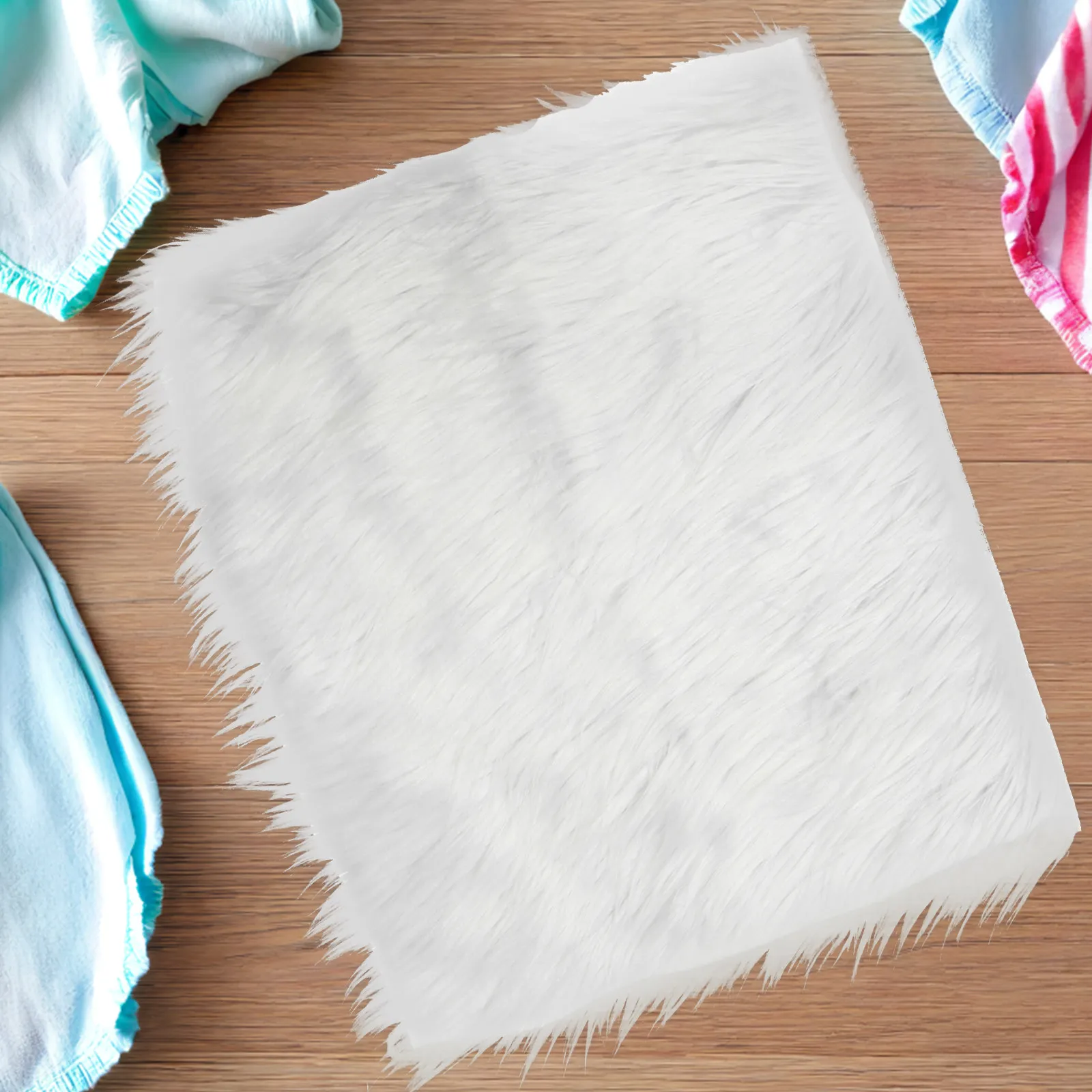 بطانية تصوير الأطفال حديثي الولادة، خلفية فرو صناعي أبيض فاخرة، مريحة للغاية، لالتقاط صور الأطفال اللطيفة والذاتية الذاكرة.