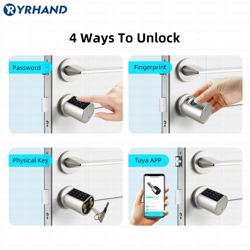 Adjustable Replacement Tuya APP Bluetooth ​Fingerprint Cylinder Electronic Smart Door Lock Digital Keypad Code Keyless