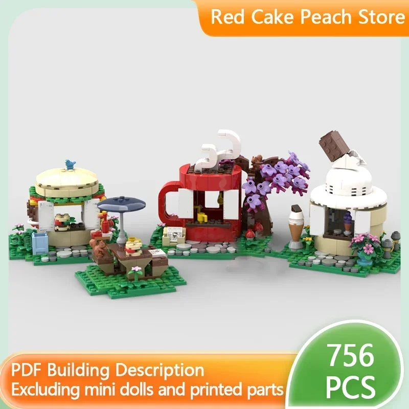 City Street View Model MOC Building Bricks Park Refreshment Rest Hut Modular Technology Gifts Holiday Assemble Children Toy Suit