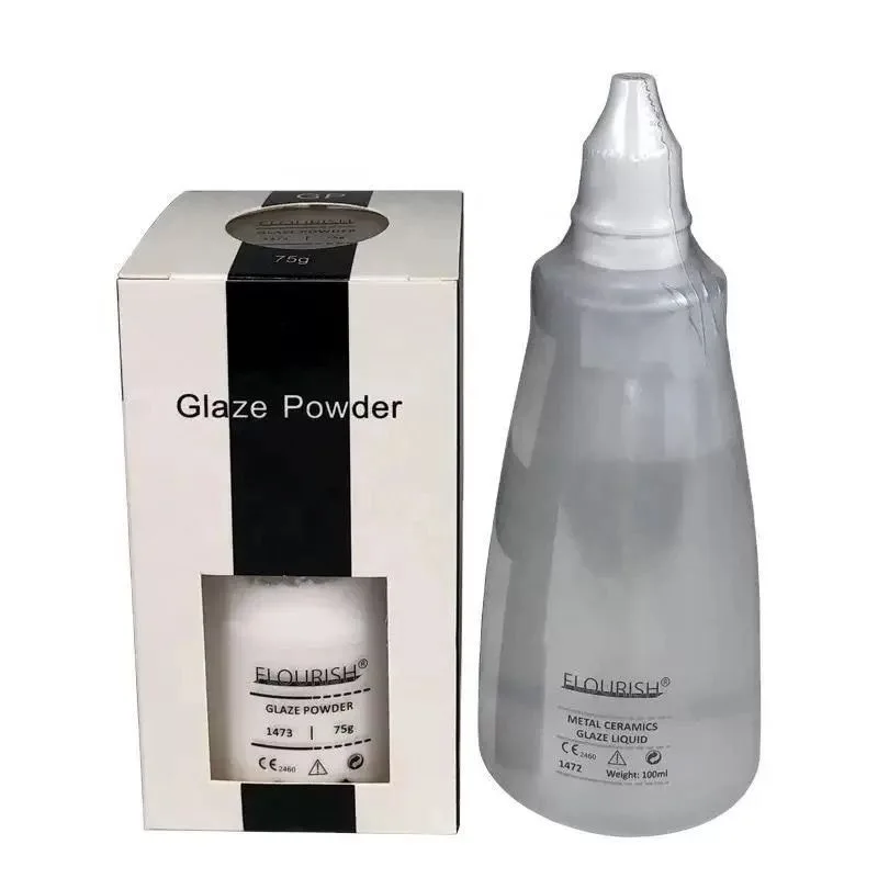 Flourish Dental Glaze Powder 75g Glaze Liquid 100ml Metal Ceramic Glazing Material Dental Lab Porcelain Restoration Consumable