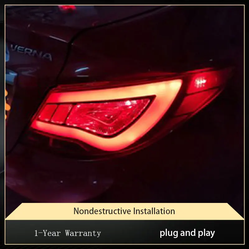 Car Lights For Hyundai Accent Verna 2010-2013 Taillight Auto LED Korean Version DRL Signal Rear Lamp Tail Light Accessories