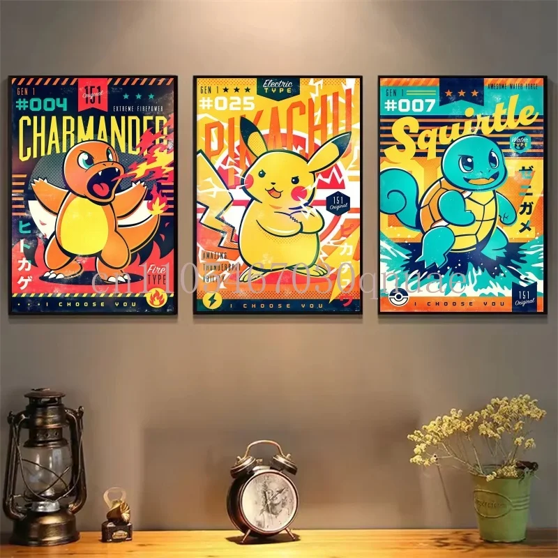 

Pokemon Japenese Anime Pikachu Poster Hd Canvas Prints Home Decoration Paintings for Living Room Poster Canvas Wall Decorative