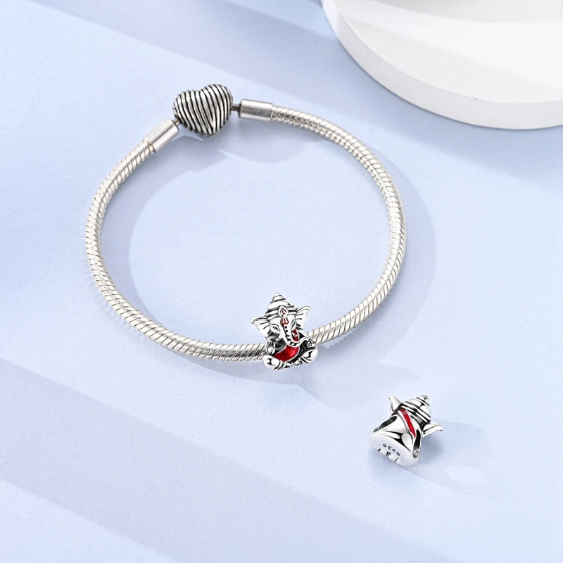 925 Sterling Silber CZ Zirkon Indischer Elefantengott Anhänger Perlen DIY Schmuck Geschenk für Frauen – Detail 3