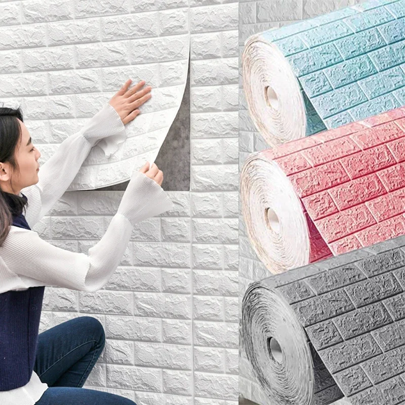 3D Wall Stickers Faux Brick Bedroom Home Decor Waterproof Self Adhesive Living Room Wallpaper