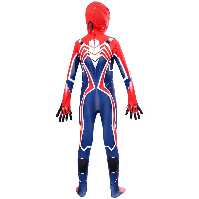 Boys Spiderman Costume Marvel's Spider Man Game Velocity Suit Children Cosplay Spandex with Cape Birthday Christmas Gift