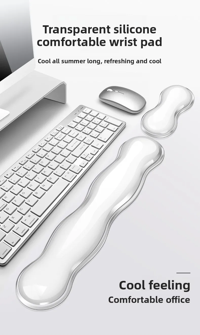 Kühlende Transparente Silikon-Handballenauflage Tastaturunterlage Ice Touch Schreibtischunterlage für Büro und Gaming in 7 Farboptionen – Detail 1