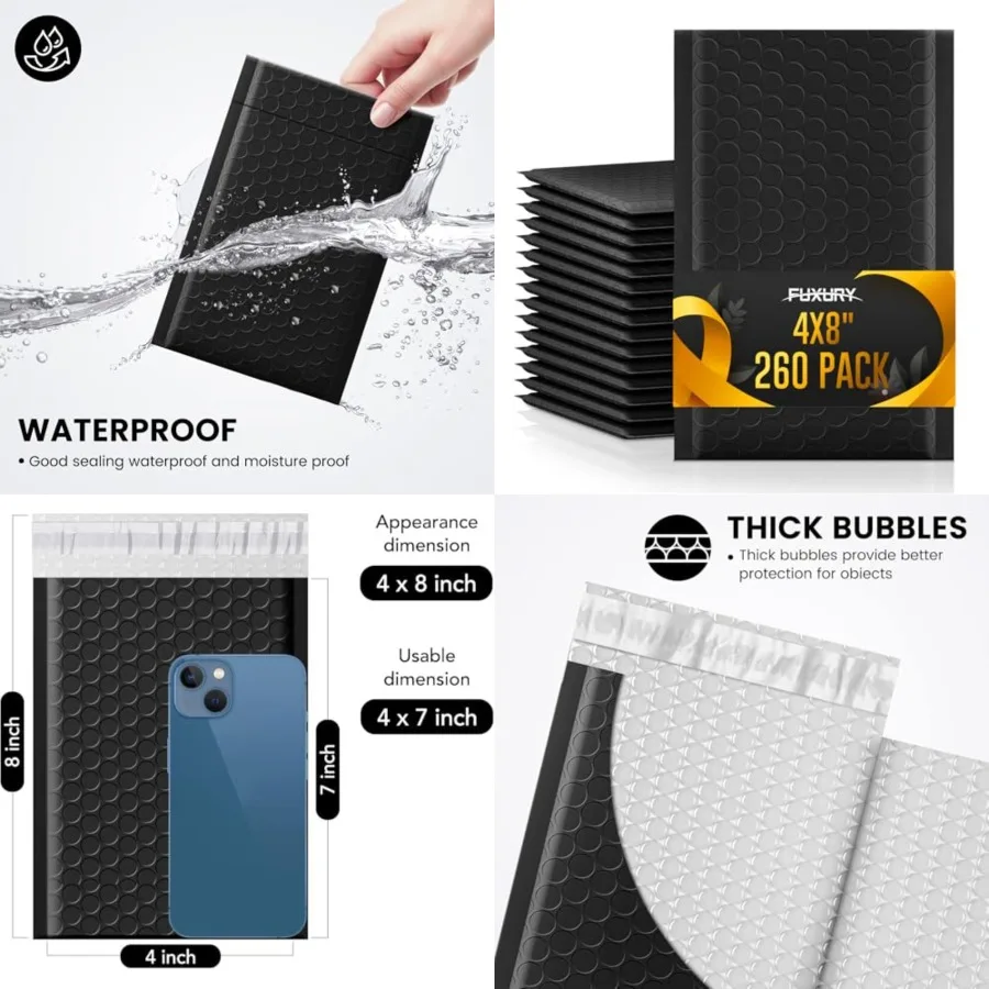 

4x8 Bubble Mailer 260 Pack Padded Envelopes for Mailing Small Bubble Mailers Usable Size 4x7" Bubble Envelopes Self-Seal Padded