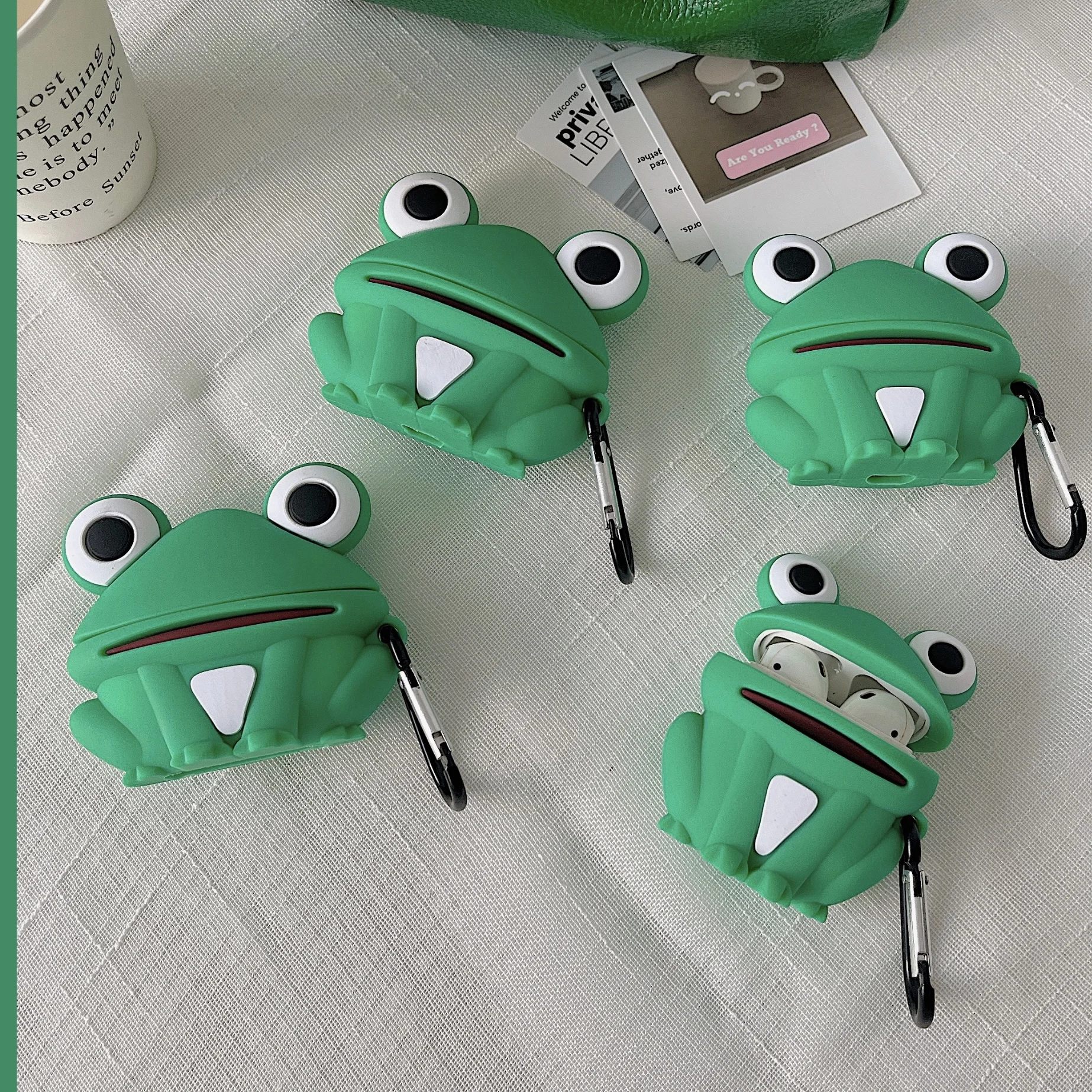 For AirPods 4 3 2 1 Pro Pro2 Earphone Case 3D Frog Cartoon Silicone Protective Headphone Box With Pendant Cover