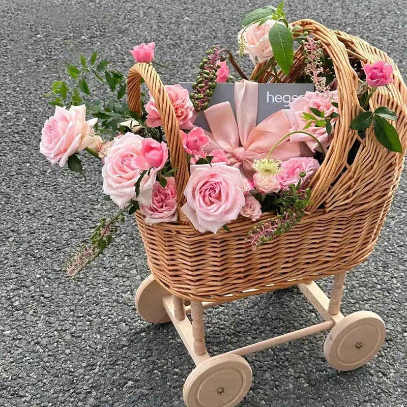 

Children's rattan walker cart seat baby room decoration kindergarten play house photography props