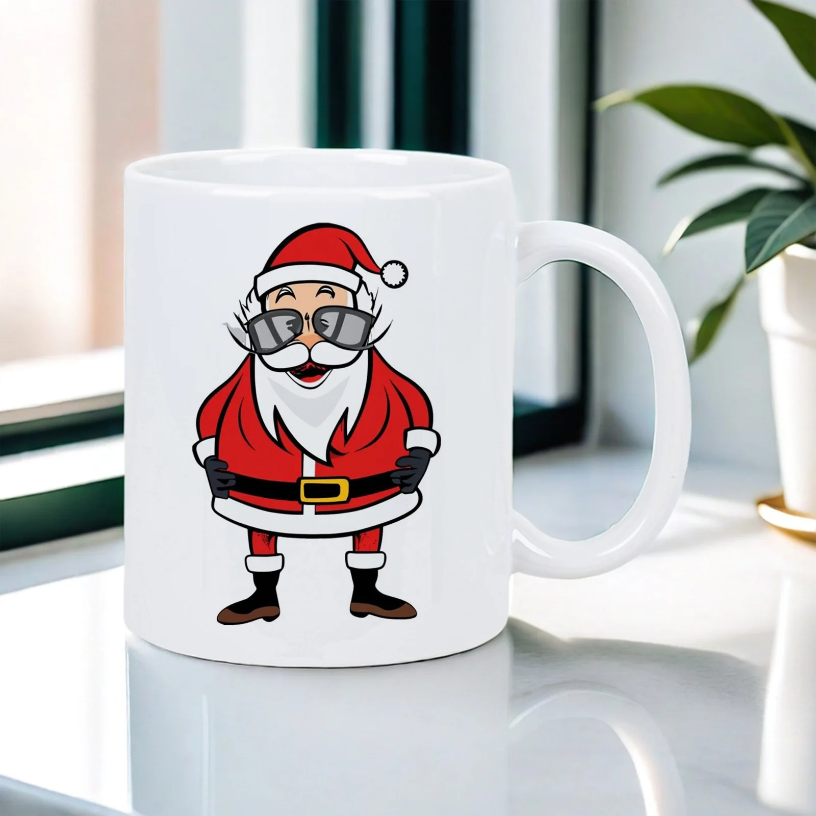 Cross-border white Santa mug, ceramic coffee mug with iconic Santa