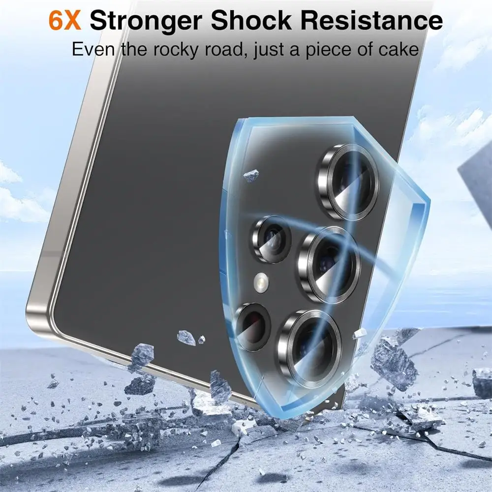 واقي عدسة كاميرا بونولا لهاتف سامسونج جالاكسي S25/S25 Ultra Plus 9H من الزجاج المقسى فائق الدقة مضاد للخدش غطاء كاميرا أسود