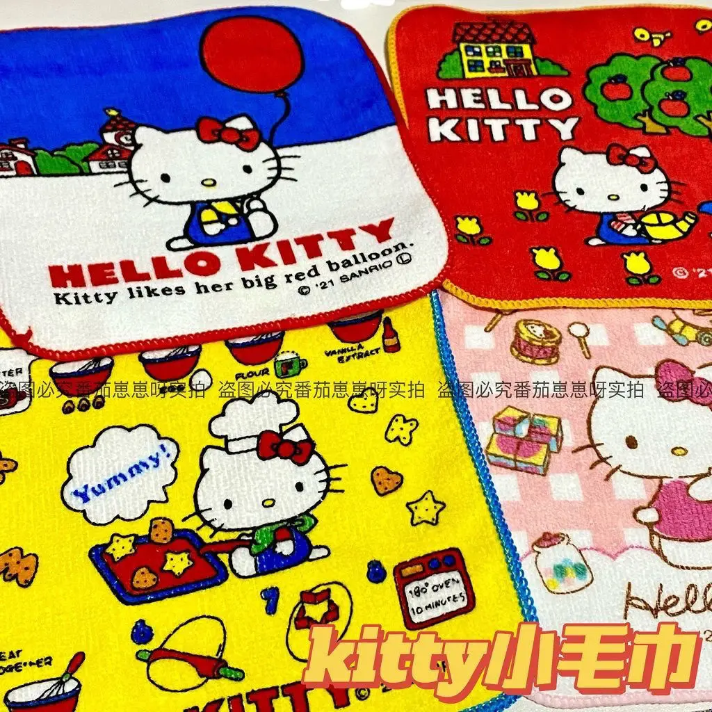 Cute Hello Kitty Small Square Towel 15x15cm Kawaii Children Girls Soft Sanrios Handkerchief Hand Towels for Face Wash Absorbent