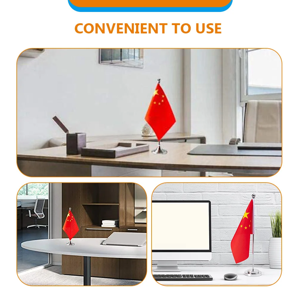 

2 set China Table Decorative Desktop Flag Metal Base Polyester Mini Chinese Flag For Office Home Decoration Tabletop