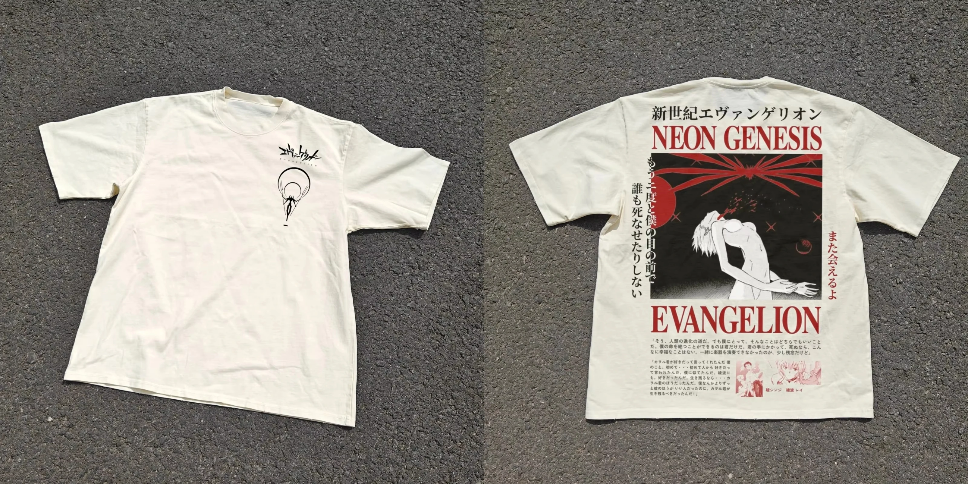 2026 new Neon Genesis Evangelion Third Impact Lilith Rei T-Shirt Heavyweight Baige Clothing Graphic Short Sleeve Shirt Men Women view 3
