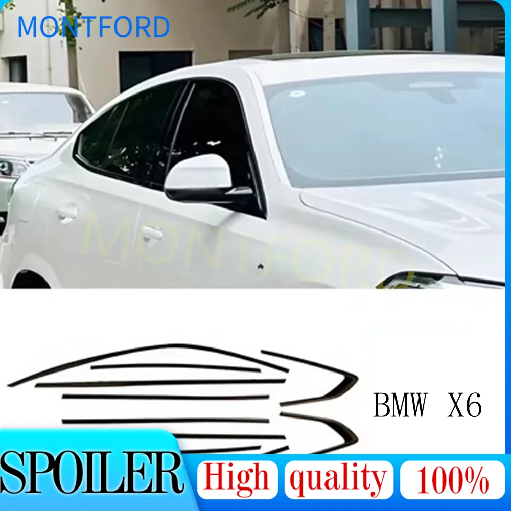 

Stainless Steel Car Door Full Window Frame Window Sill Molding Trim Cover For BMW X6 E71 F16 G06 2008-2022 (black silver)