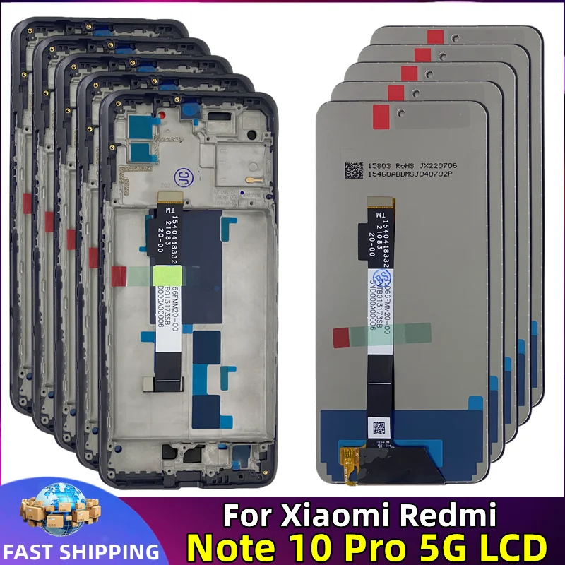 LCD Display Touch Screen Digitizer Assembly Replacement Parts with Frame, Original Xiaomi Redmi Note 10 Pro, 5G, Wholesale