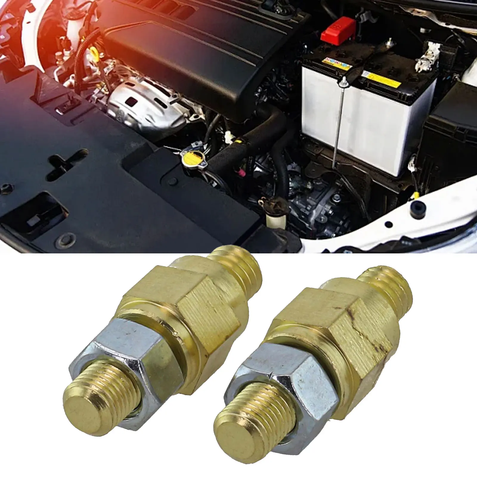 2pcs Side Post Battery Terminals Made of Brass with 3/8\\\'\\\' Thread Size and 16 Bolts for Automotive Electrical Connections