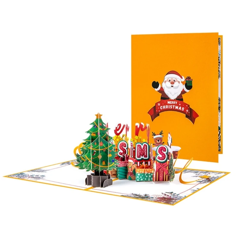 

Unique 3D Holiday Tree Cards Celebratory 3D Christmas Tree Greeting Card Easy Fold and Write Paper Card Charm Dropship