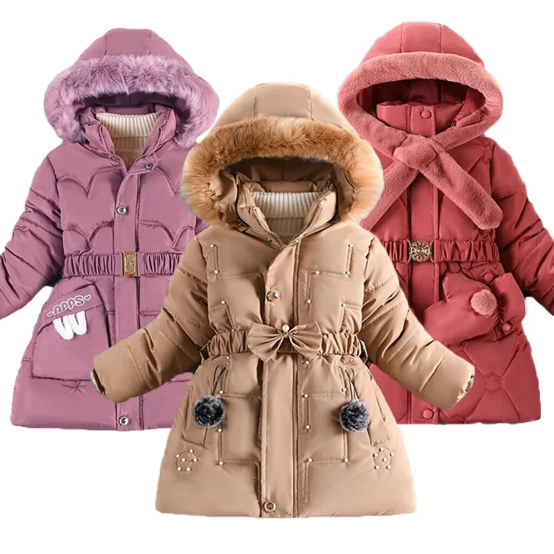 4-10Y capispalla per bambini cappotti inverno ragazze ragazzi piumino addensare con cappuccio caldo neonate parka giacche ricamo ragazze