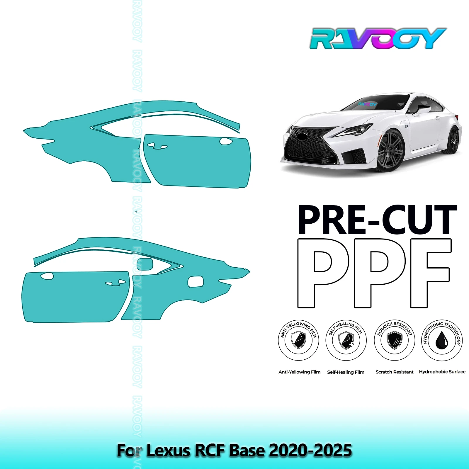 

For Lexus RCF Base 2020-2025 8.5mil Clear Matte Pre-Cut PPF Door & A/B Pillar Kit TPU Paint Protection Film Set