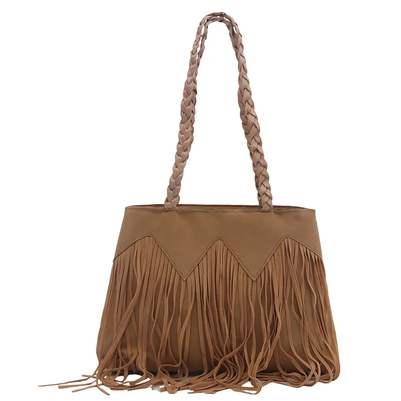 

Bohemia Tassel Shoulder Bags For Women, Casual Tote Bag For Commuting, Daily Used, Ladies Woven Top-handle Bag