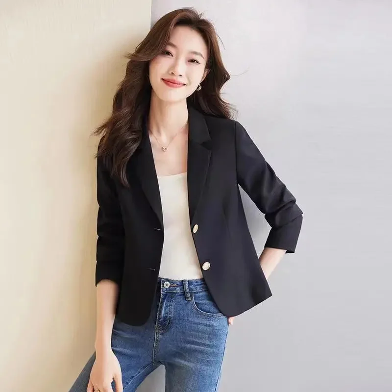 Women Loose Fit Short Suit Coat Autumn Female New Fashion Blazer Jacket Korean Ladies Design Sense niche Long Sleeved Tops