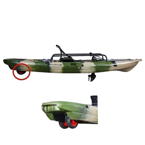 2024 13ft 3.9m One Person One Seating Pedal Drive Fishing Plastic Kayak Boat With Accessory With Wheel