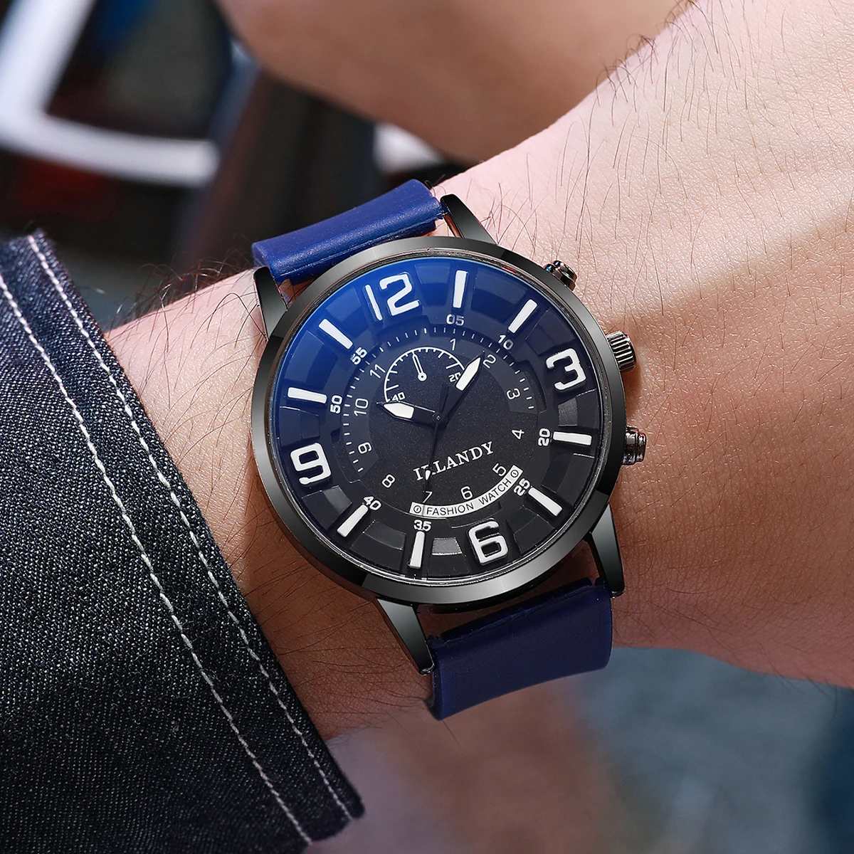 Fashion Arabic Dial Men Quartz Watch Casual Silicone Strap Sports Watches For Man Clock Reloj Hombre（Without Box）