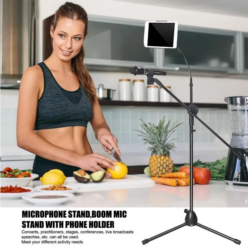 Adjustable Metal Microphone Stand Tripod Floor Adjustable Angle Height Wired Wireless Dynamic Condenser Mic Stage Support