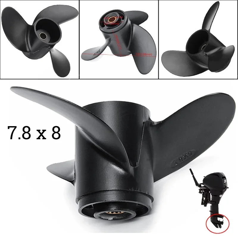 

1Pcs Aluminum Propeller Outboard 3 Blades 12 Spline Tooth For/Outboard Motor 4-6HP For 2-Stroke 6HP