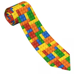 Building Blocks Printed Tie Construction Brick Wedding Party Neck Ties Retro Neck Tie For Unisex Adult Collar Tie Necktie Gift