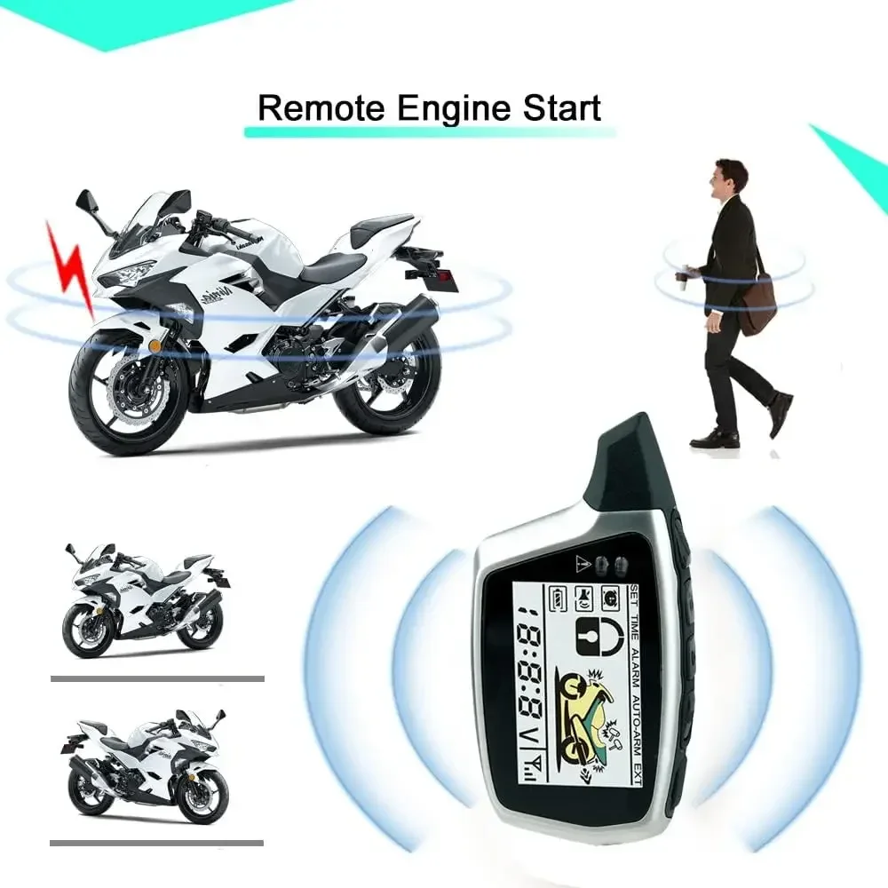 BANVIE 2 Way Motorcycle Security Alarm System with Remote Engine Start Anti-Hijacking