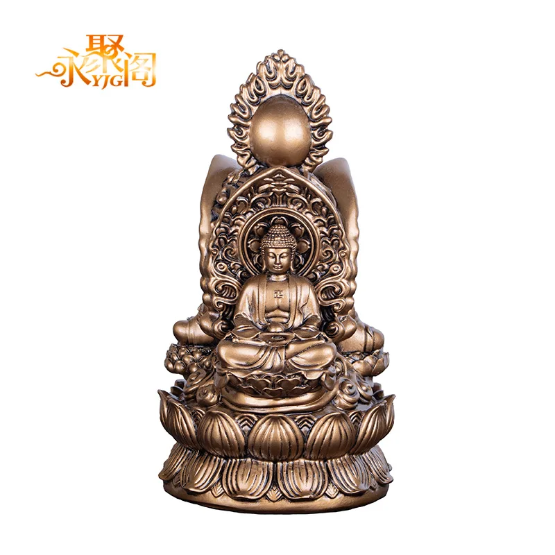 YFY Three-Sided Buddha Ornament Western Three Saints Sitting Lotus Figure Three-Sided Home Office Buddha Tabletop Ornament