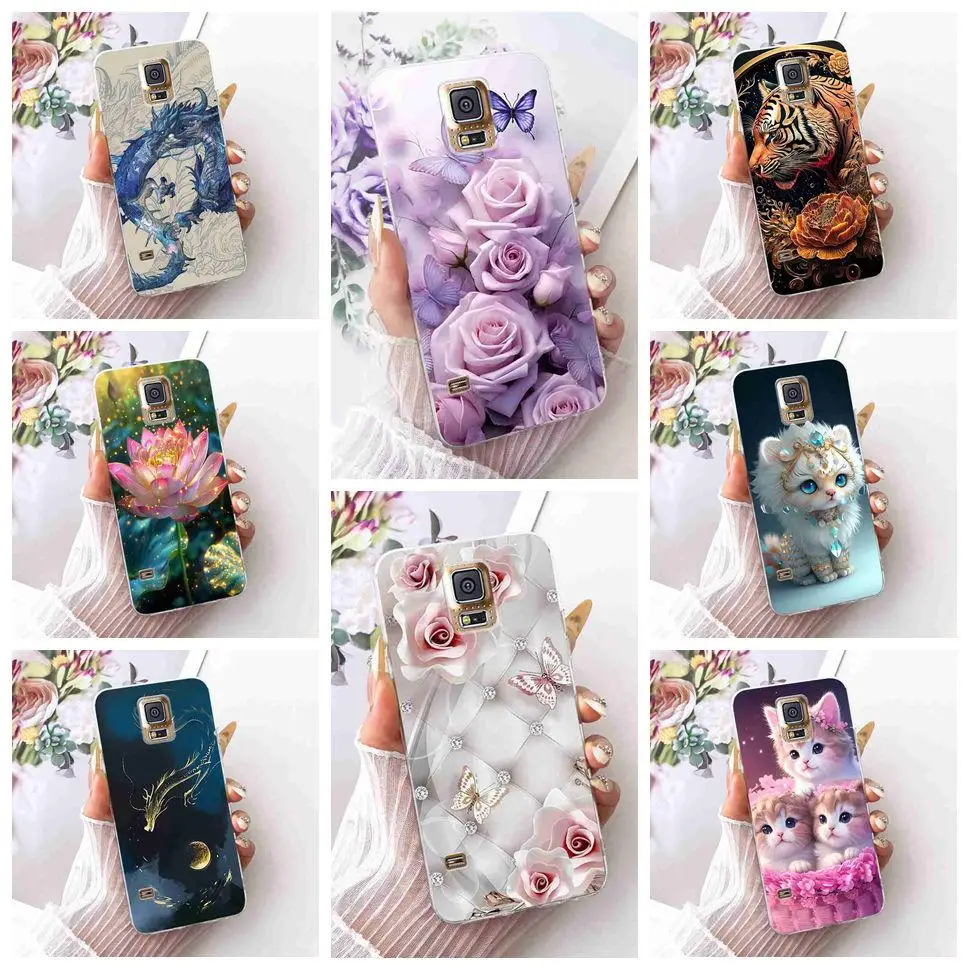 Popular Flower Design For Samsung Galaxy S5 5.1" Case Silicone TPU Clear Back Cover For Samsung S5 G900F G900I Phone Cases Capa