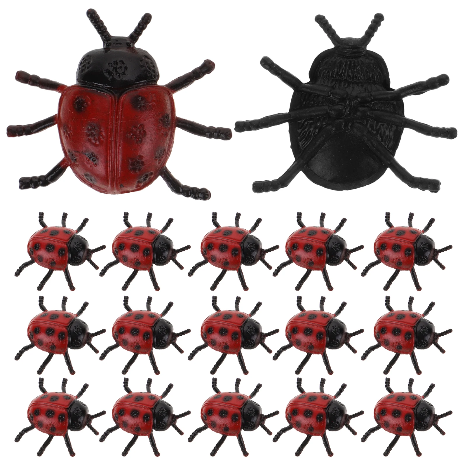 30pcs Simulate Ladybug Toy Fake Ladybug Model Trick Scare Toy Tricky Plaything Halloween Decor Prank Prop Garden Ornament Statue