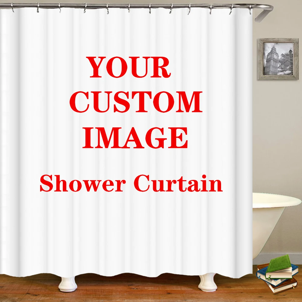 Custom Shower Curtain Bathroom Waterproof Curtains 3D Printing Customized Photo Polyester Bath Decor With Hooks for Dropshipping